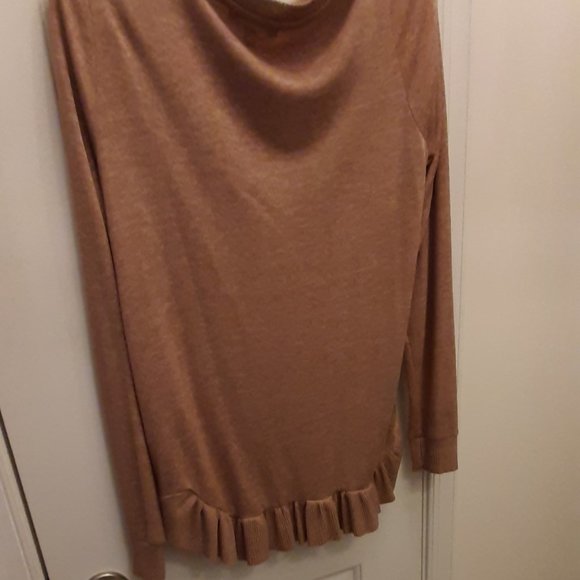 Signature Studio Sz L Tan/Lt Brown, soft, lightweight tunic sweater, long sleeve - Picture 7 of 11
